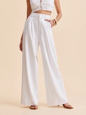 Commense 100% Cotton Mid-Waist Wide-Leg Pants
